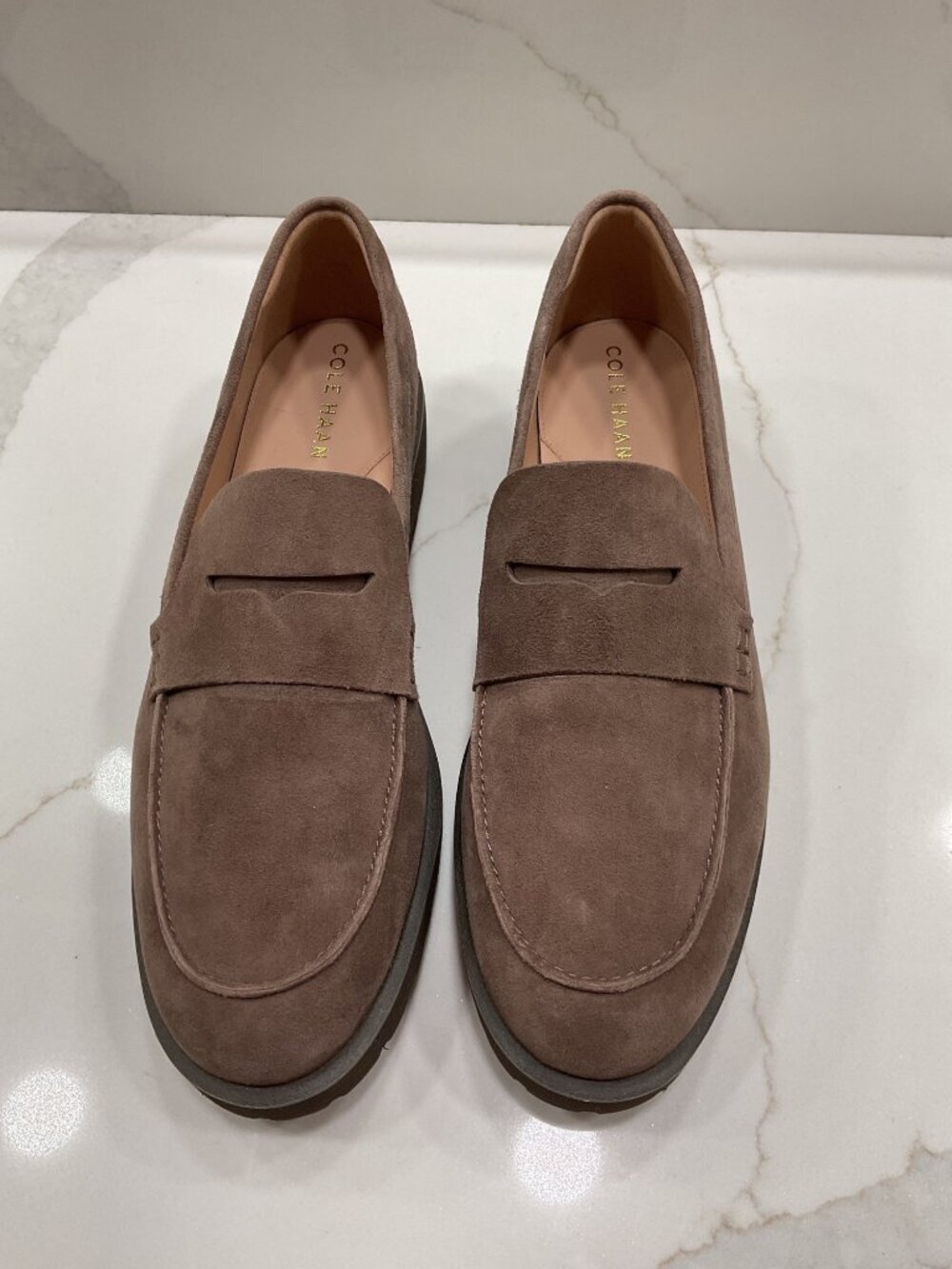 NWOT Women's Cole Haan Geneva Penny Loafers Lava Suede Size 9 Academia Preppy